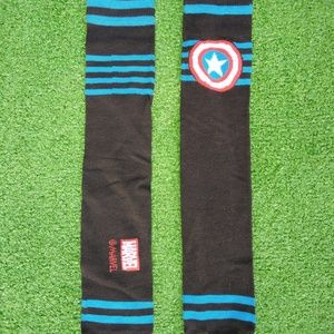 Captain America Adamantium Vibranium Shield Marvel Avengers Striped Lg Socks